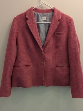 J. Crew Women's Pink Herringbone Schoolboy Blazer, Size 20